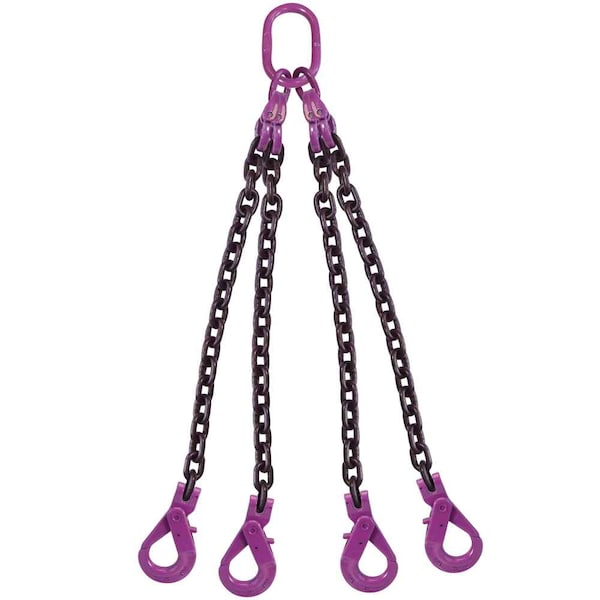 Us Cargo Control 5/8" x 4' - 4 Leg Chain Sling w/ Self-Locking Hooks - Grade 100 58G100QOSL-4 - main